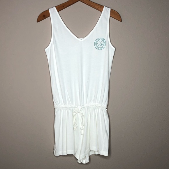 Ivory Ella Sleeveless Romper White Green Elephant - Picture 2 of 7